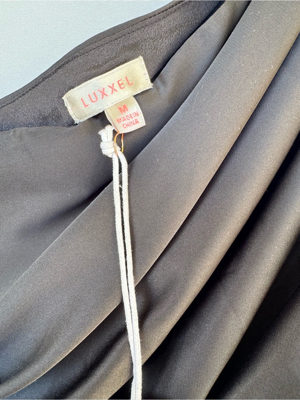 Luxxel One-Shoulder Black Satin Evening Gown - Picture 6 of 8